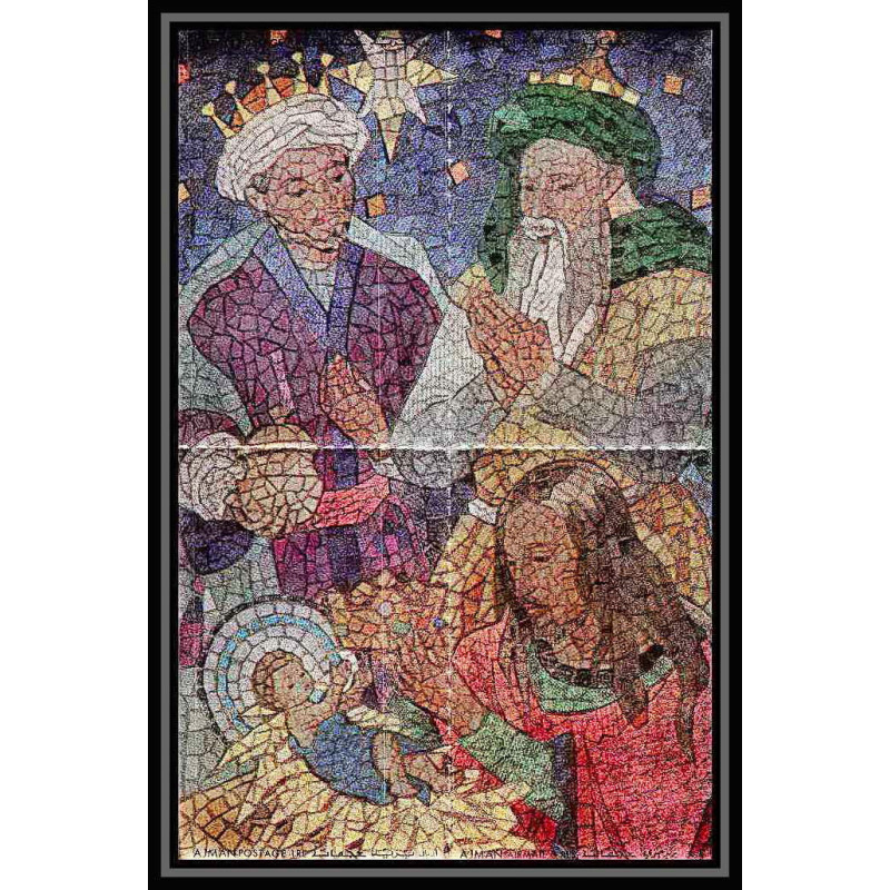 459 Ajman MNH ** bloc géant N° 121 C Tableau (Painting) adoration of the magi adoration des mages argent silver