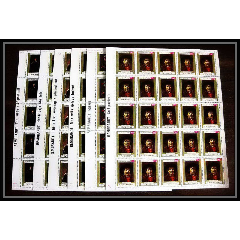 460 Yemen kingdom MNH ** N° 710 / 715 A Tableau (Painting) Rembrandt (Nederland) feuilles sheets 