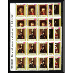 460e Yemen kingdom MNH ** N° 710/715 A Tableau (Painting) Rembrandt (Nederland) bloc 9 avec inscription