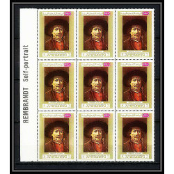 460e Yemen kingdom MNH ** N° 710/715 A Tableau (Painting) Rembrandt (Nederland) bloc 9 avec inscription