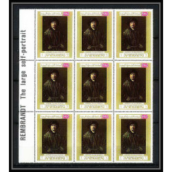 460e Yemen kingdom MNH ** N° 710/715 A Tableau (Painting) Rembrandt (Nederland) bloc 9 avec inscription