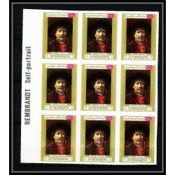 461e Yemen kingdom MNH ** N° 710 / 715 B Tableau (Painting) Rembrandt non dentelé (Imperf) bloc 9 