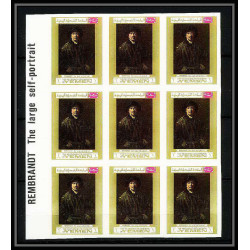 461e Yemen kingdom MNH ** N° 710 / 715 B Tableau (Painting) Rembrandt non dentelé (Imperf) bloc 9 