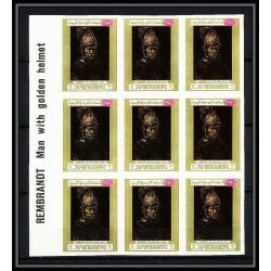 461e Yemen kingdom MNH ** N° 710 / 715 B Tableau (Painting) Rembrandt non dentelé (Imperf) bloc 9 
