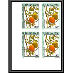 92765a burkina faso N°872 saba senegalensis laaré fruit sauvage wild Non dentelé ** MNH Imperf bloc 4