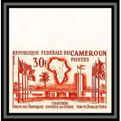 92809 Cameroun N°383 coupe Football soccer des tropiques 1964 entree stade essai proof Non dentelé ** MNH Imperf
