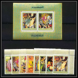 462a Fujeira MNH ** N° 431 / 438 A + bloc N° 20 A scenes from the bible religion adam et eve jesus christ paintings