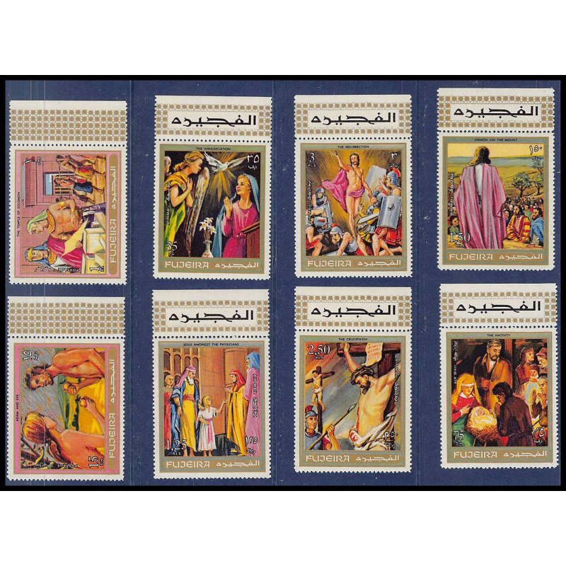 462aa Fujeira MNH ** N° 431 / 438 A scenes from the bible religion adam et eve jesus christ Tableau (Painting)