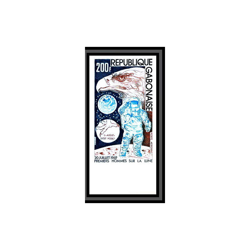 92918b gabon gabonaise PA N°149 premier homme sur la lune espace space Non dentelé ** MNH Imperf tirage 800 ex