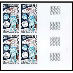 92918d gabon gabonaise PA N°149 premier homme sur la lune espace space Non dentelé ** MNH Imperf bloc 4