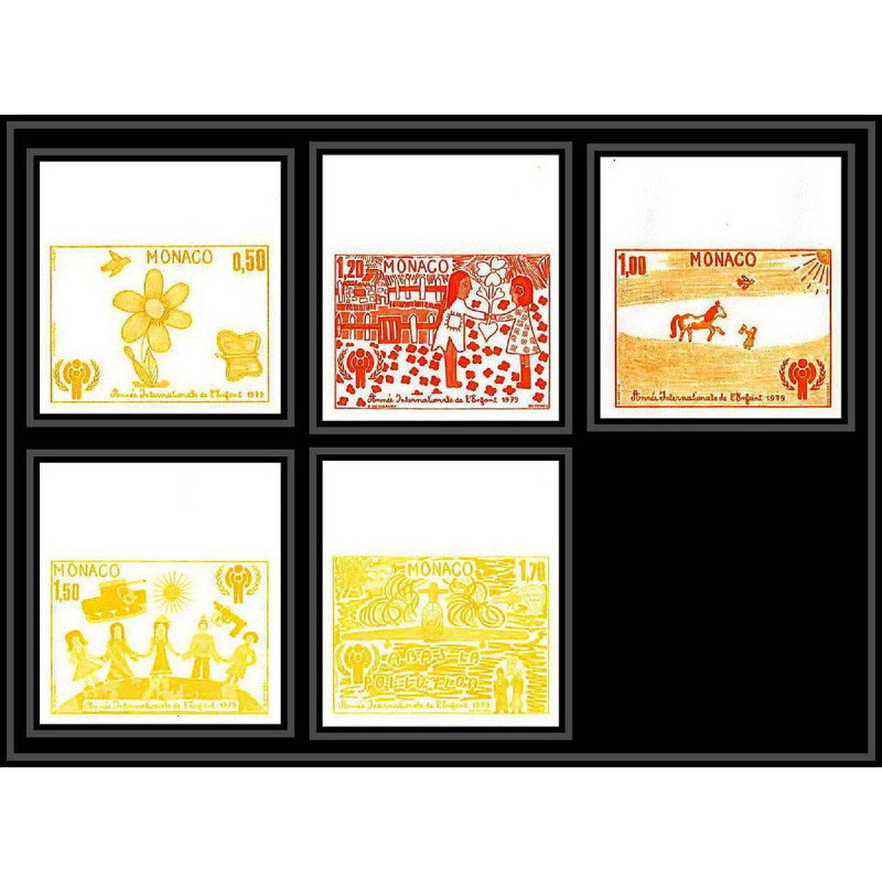 92940e monaco N°1181/1185 année de l'enfant child's year essai proof Non dentelé ** (MNH Imperf) série complète