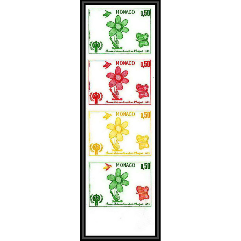 92940f monaco N°1181 année de l'enfant child's year essai proof Non dentelé ** MNH Imperf bande 4 1979