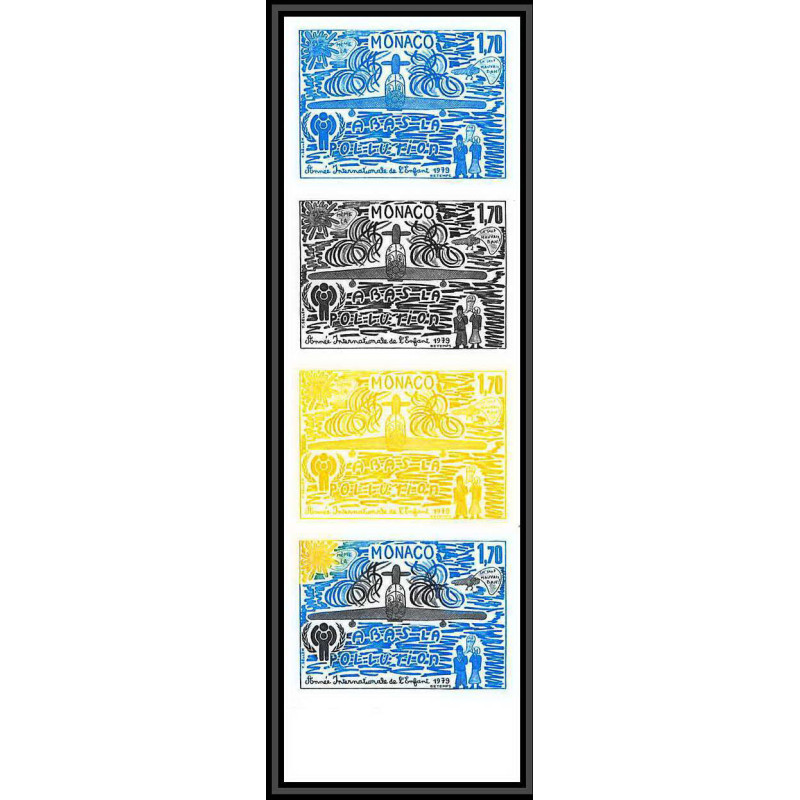 92940j monaco N°1185 année de l'enfant child's year essai proof Non dentelé ** MNH Imperf bande 4 1979