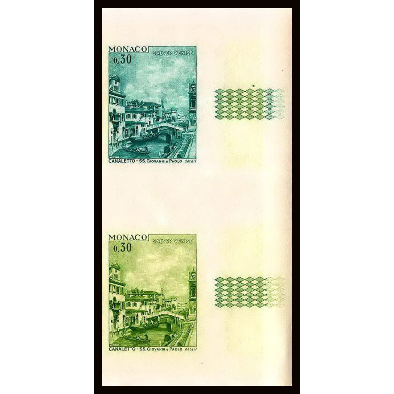 93019b Monaco N°887 unesco sauvegarde de venise venice canaletto essai proof Non dentelé ** (MNH Imperf) paire