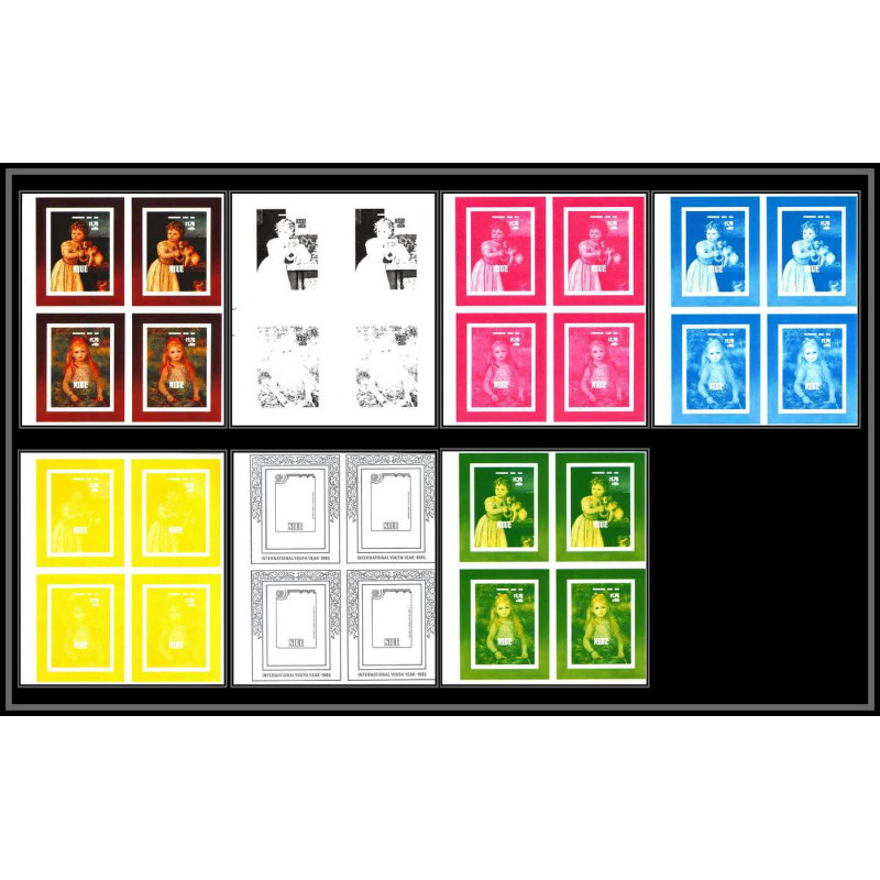 93061 Niue bloc N°91/89 renoir strozzi Tableau Painting essais Non dentelé ** MNH Imperf collective progressive proof