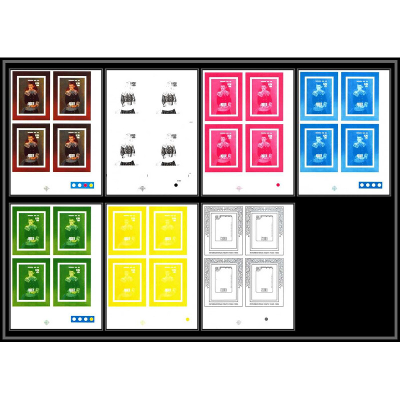 93062 Niue bloc N°92 renoir berard Tableau Painting essais Non dentelé ** MNH Imperf progressive proof