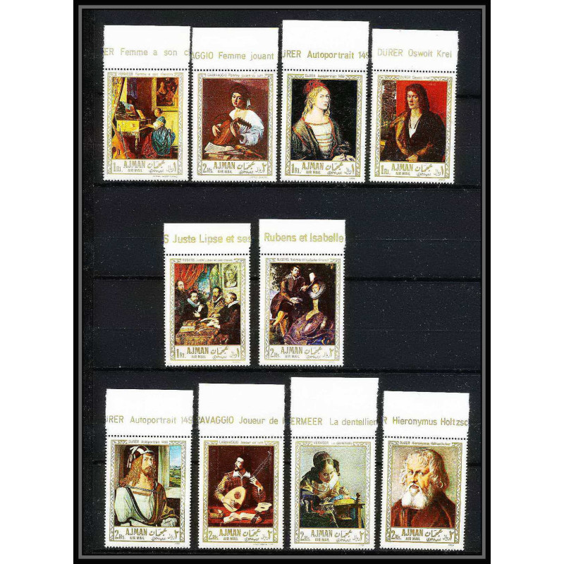465a Ajman MNH ** N° 225 / 234 A Tableau (Painting) durer rubens vermeer caravaggio 
