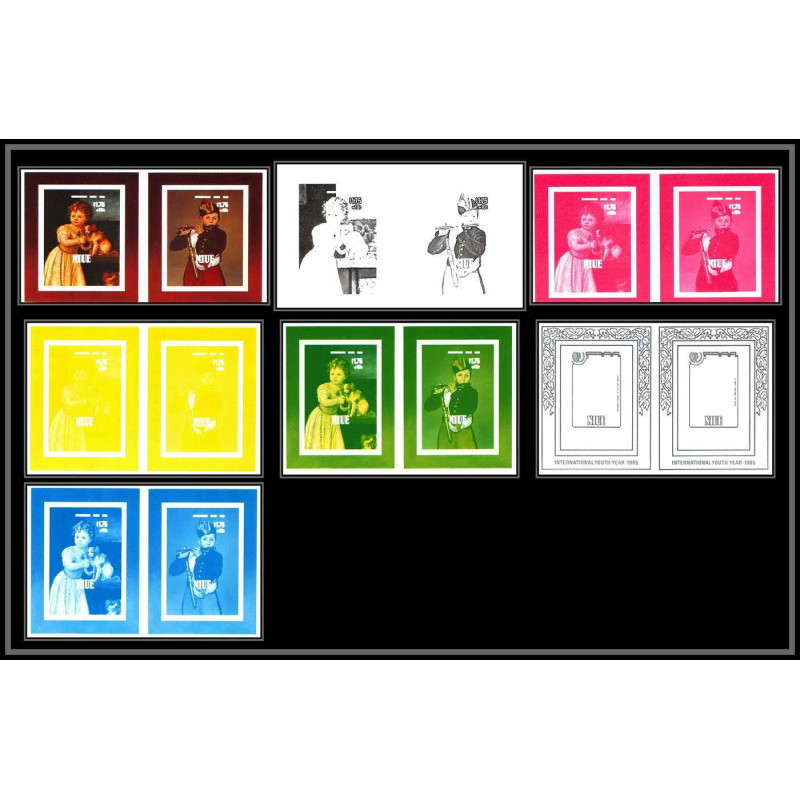 93070 Niue bloc N°89/82 renoir strozi Tableau Painting essais Non dentelé ** MNH Imperf collective progressive proof