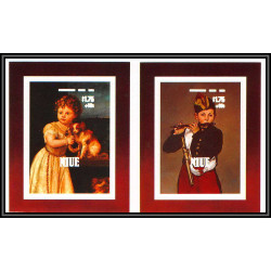 93070 Niue bloc N°89/82 renoir strozi Tableau Painting essais Non dentelé ** MNH Imperf collective progressive proof