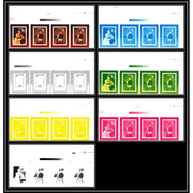 93073 Niue bloc N°89/481 mannet strozi Tableau Painting essais Non dentelé ** MNH Imperf collective progressive proof
