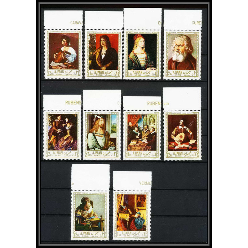 465c Ajman MNH ** N° 225 / 234 A Tableau (Painting) durer rubens vermeer caravaggio 
