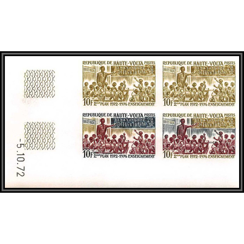 93381 haute volta N°273 enseignement enfants chlid 1972 coin daté Essai proof Non dentelé imperf ** MNH