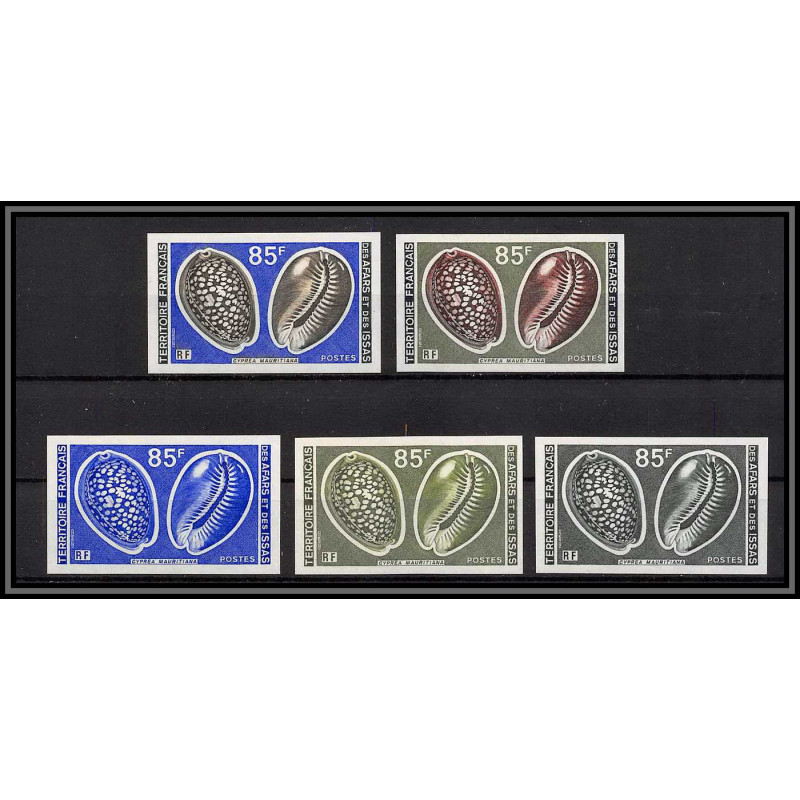 93432 afars et issas N°444 coquillages shells cypraea mauritiana lot de 5 Essai proof Non dentelé imperf ** MNH