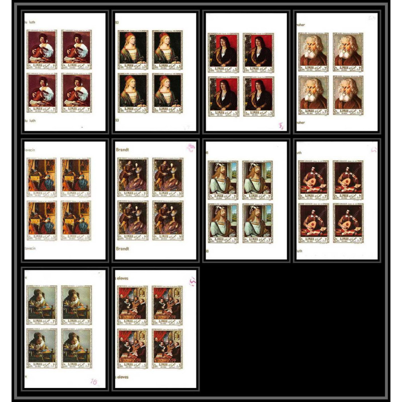 466 Ajman MNH ** N° 225 / 234 B Tableau (Painting) durer rubens bloc 4 non dentelé (Imperf)