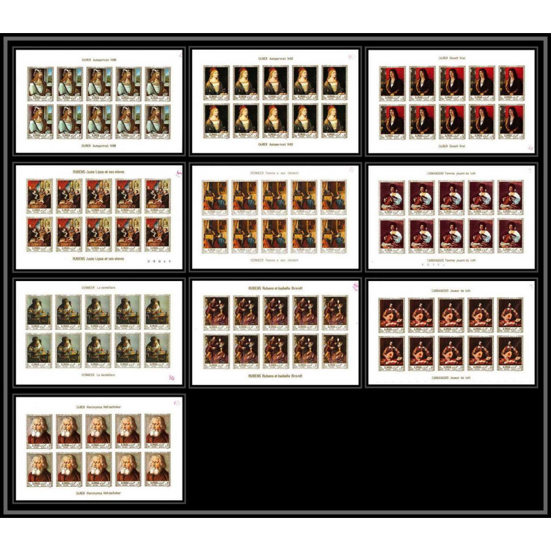 466 Ajman MNH ** N° 225 / 234 B Tableau (Painting) durer rubens feuilles sheets non dentelé (Imperf)