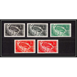 93670d cote d'ivoire N°250 francolin grey partridge oiseaux birds 5 couleurs Essai proof Non dentelé imperf ** MNH 1966