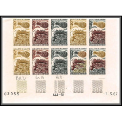93694/ cote d'ivoire N°260 fuits fruts ananas Pineapple 1967 bloc 10 coin daté Essai proof Non dentelé imperf ** MNH
