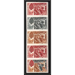 93697e cote d'ivoire N°261 noix de palmistes palme palm nut fuits fruts bande de 5 Essai proof Non dentelé imperf ** MNH