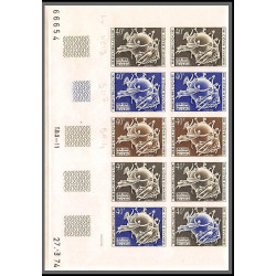 93850/ cote d'ivoire N°378 centenaire de l'upu 1974 bloc 10 coin daté Essai proof Non dentelé imperf ** MNH