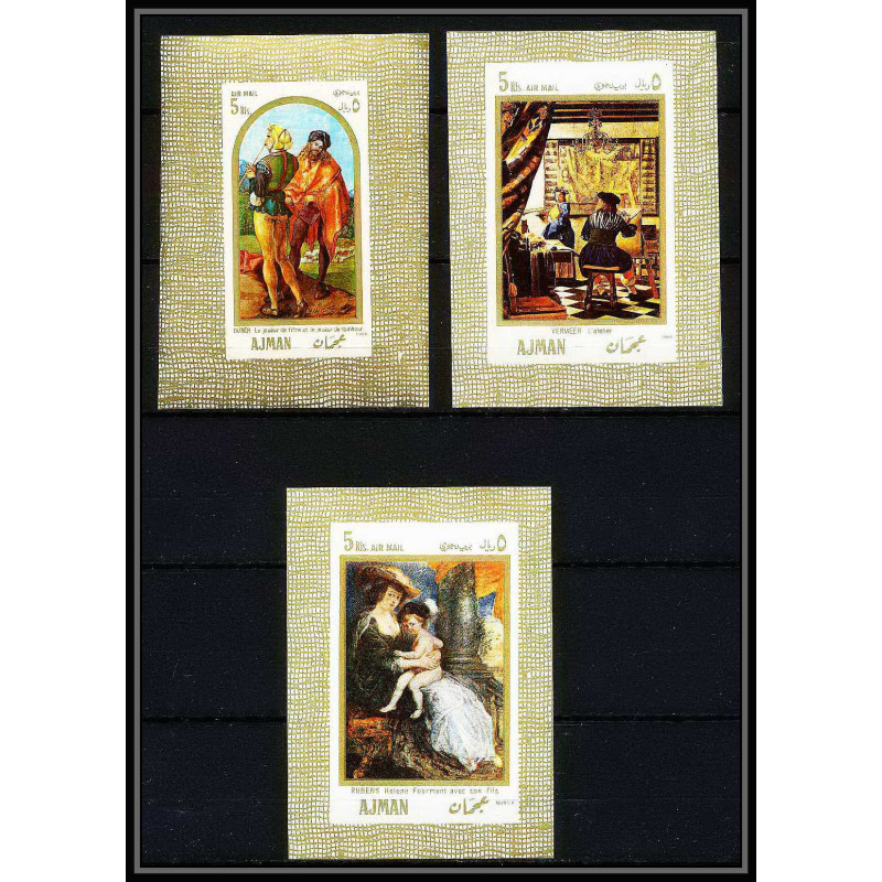 470a Ajman MNH ** bloc N° 24 - 25 - 26 Tableau (Painting) durer rubens vermeer