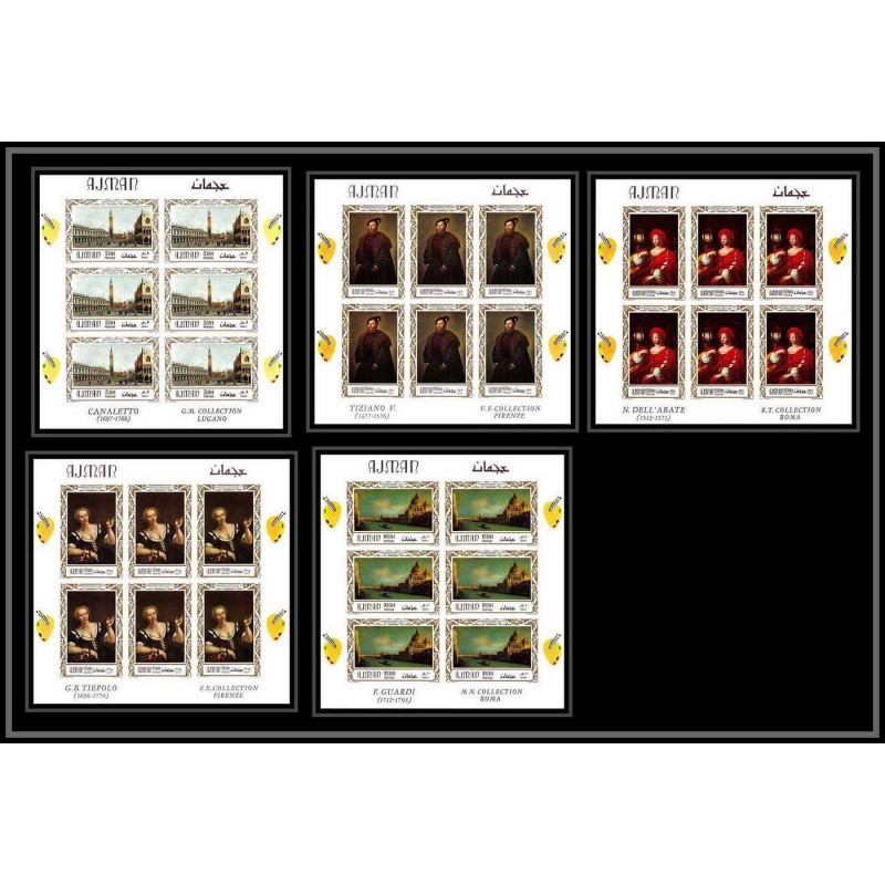 472 Ajman MNH ** N° 419 / 423 A Tableau (Painting)s) italian venise (venice) feuilles sheets non dentelé imperf