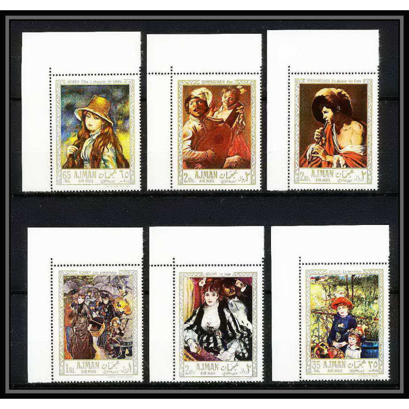 474a Ajman MNH ** N° 209 / 214 A Tableau (Painting) Auguste Renoir France coin de feuille
