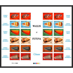 94191a Wallis et Futuna N°306/311 conus coquillages shells 1983 Non dentelé imperf feuille complete (sheet) 