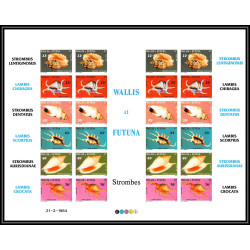 94192 Wallis et Futuna N°312/317 strombus coquillages shells 1984 Non dentelé imperf feuillet sheet