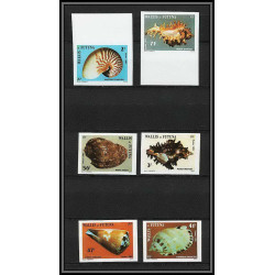 94206d Wallis et Futuna N°323/328 coquillages Shell shells Non dentelé ** MNH Imperf