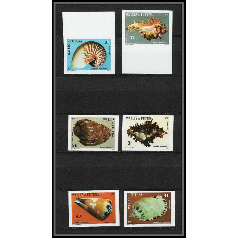94206d Wallis et Futuna N°323/328 coquillages Shell shells Non dentelé ** MNH Imperf
