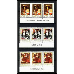 474c Ajman MNH ** N° 209 / 214 A Tableau (Painting) Terbrugghen Renoir France bande de 3 avec titre 