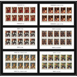475 Ajman MNH ** N° 209 / 214 B Tableau (Painting) Terbrugghen Renoir feuilles sheets Non dentelé imperf