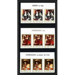 475c Ajman MNH ** N° 209 / 214 B Tableau (Painting) Auguste Renoir non dentelé (Imperf) bande de 3 titre