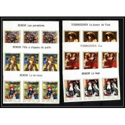475c Ajman MNH ** N° 209 / 214 B Tableau (Painting) Auguste Renoir non dentelé (Imperf) bande de 3 titre
