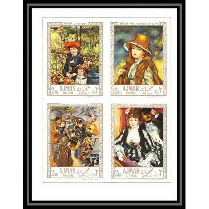 475d Ajman MNH ** bloc N° 21 Tableau (Painting) Terbrugghen Renoir Non dentelé imperf