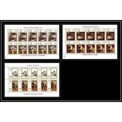 477 - Ajman MNH ** N° 271 / 276 A Tableau (Painting) hunting Chiens (chien dog dogs) chasse feuilles sheets 