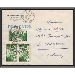 10074 boutarel UPU 28/11/1949 lettre cover BONE Algérie pour asnières Par avion