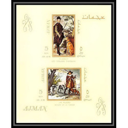 477d Ajman MNH ** bloc N° 38 Tableau (Painting) hunting Chiens (chien dog dogs) chasse Jan Wildens Vélasquez