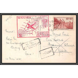 10135 N°346 1ère liaison postal de nuit Paris Pau via Bordeaux 10/5/1939 carte postale postcard tour eiffel France