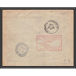 10153 PA N°8/12 1er service aérien francais direct Europe CONGO Madagascar stanleyville 11/6/1937 lettre cover France